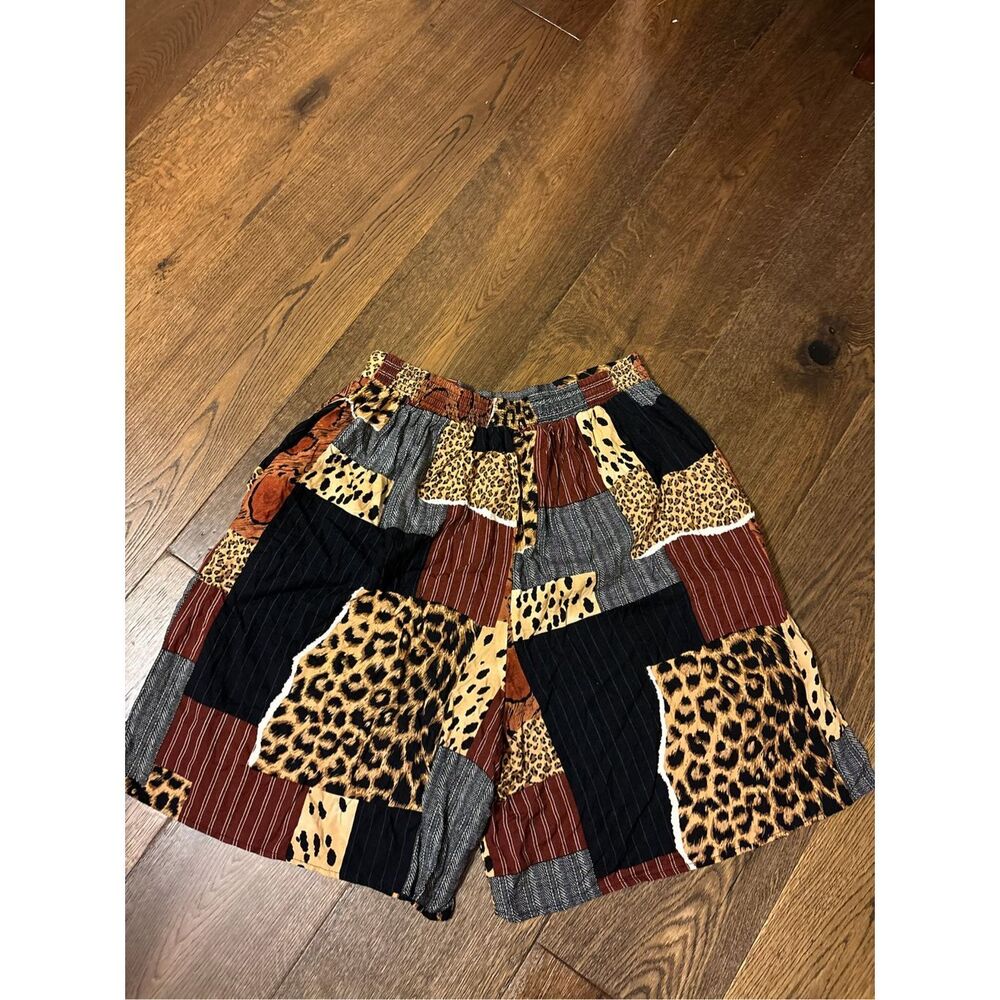 Connections vintage 80s 90s patchwork animal print shorts S